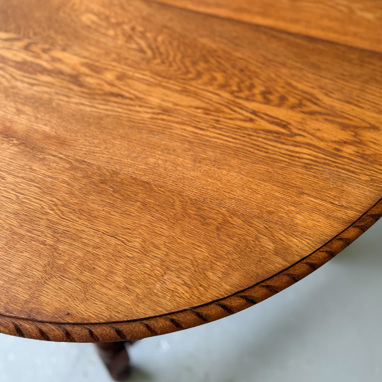 Antique English Oak Drop-Leaf Table with Barley Twist Legs