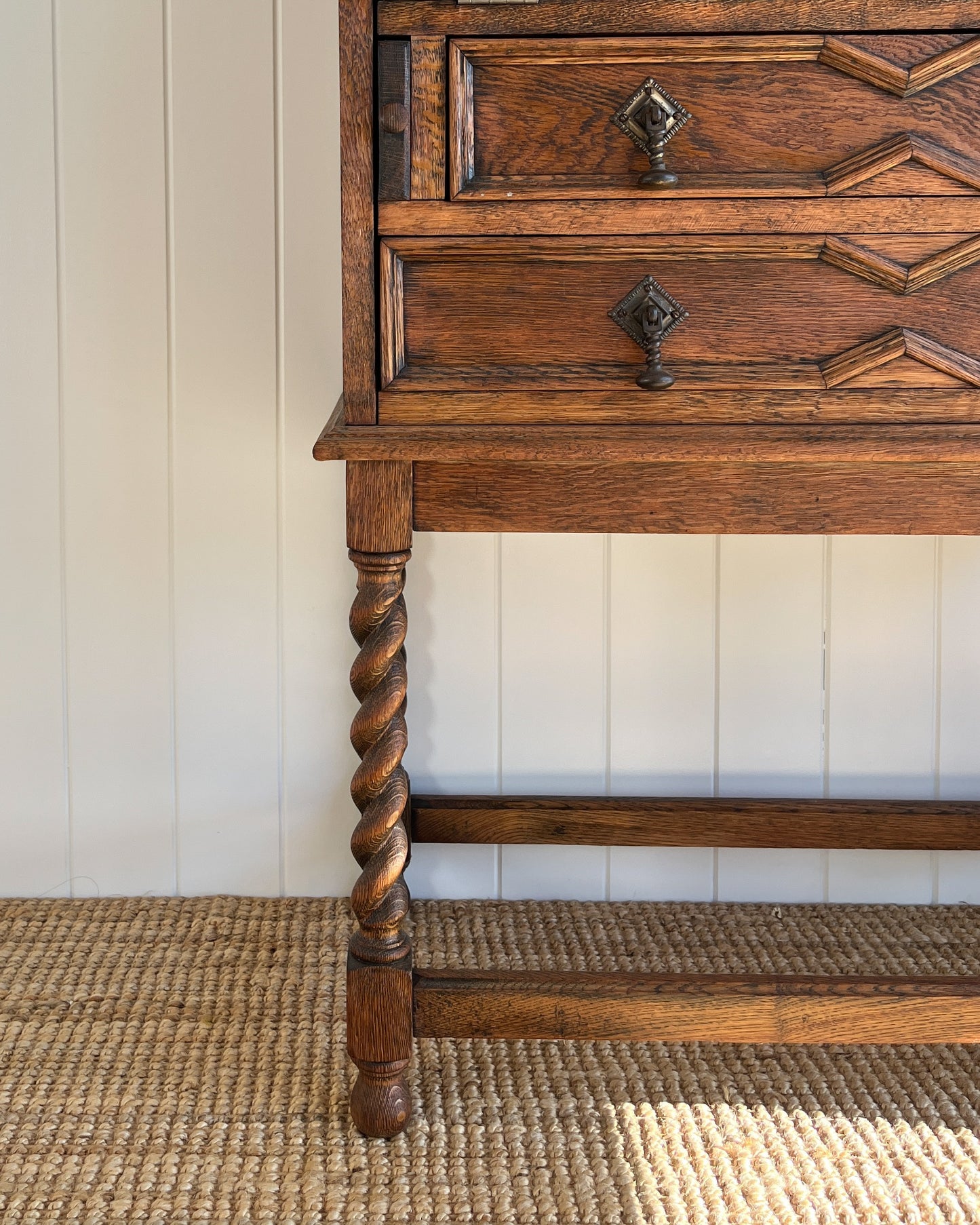 Antique writing desk with barley twisted legs