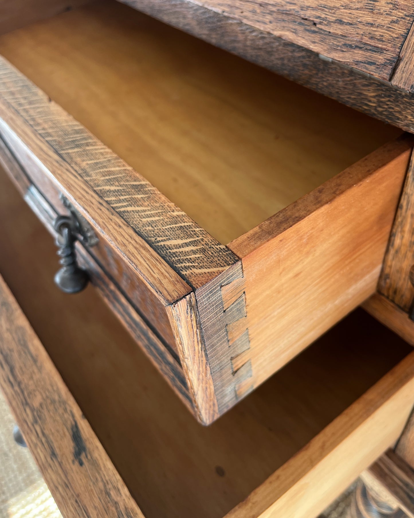 Antique writing desk with barley twisted legs