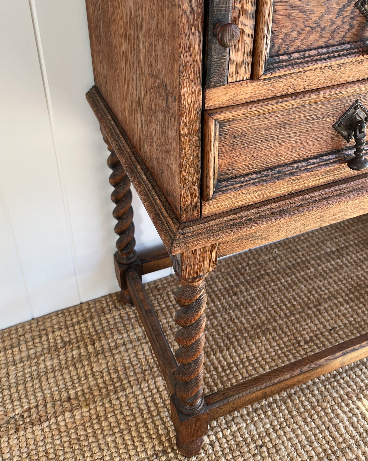 Antique writing desk with barley twisted legs