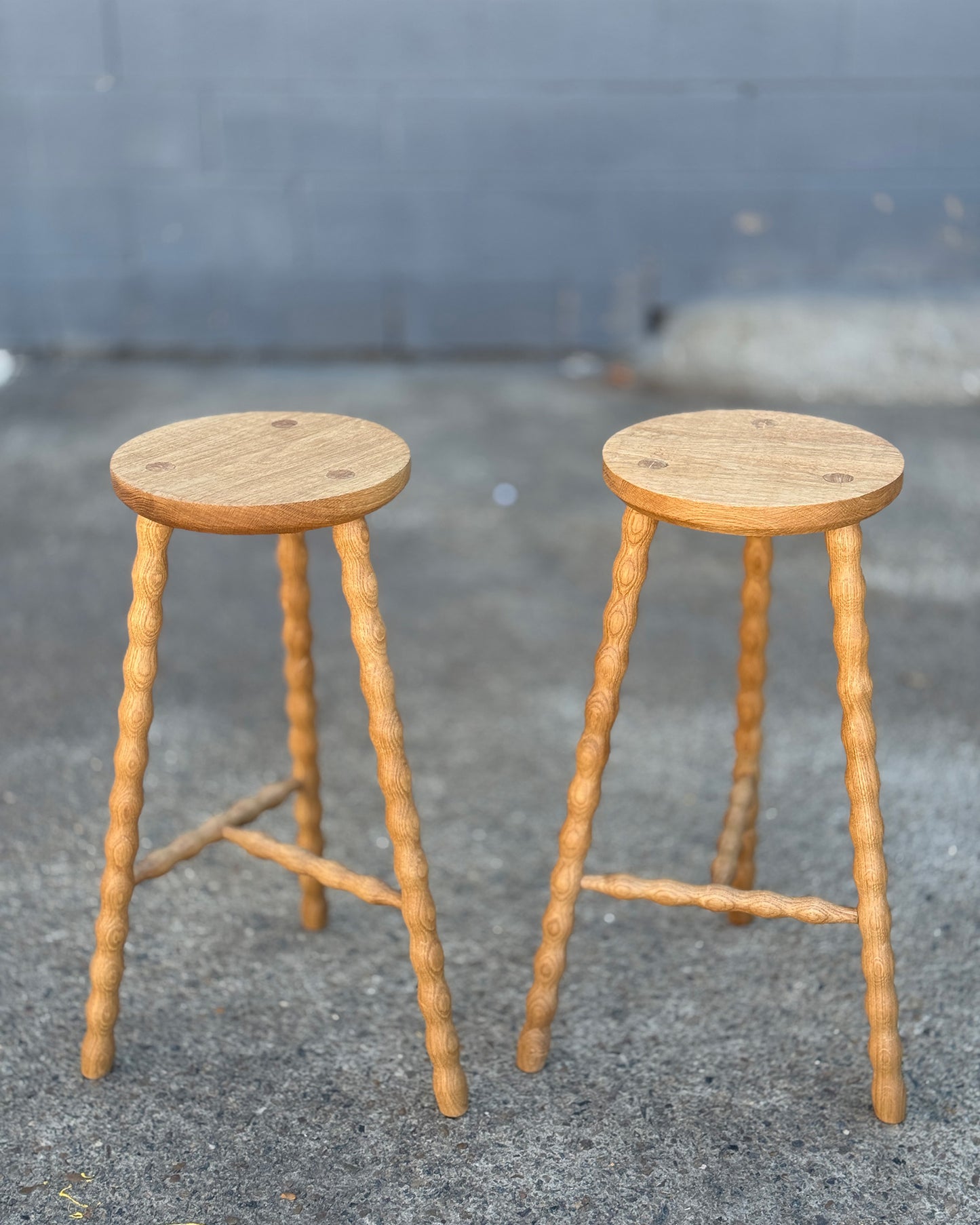 handmade bobbin bar stool american oak natural finish