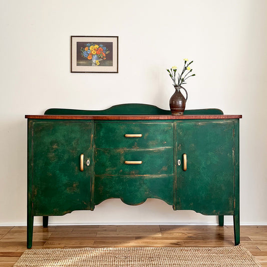 Textured Green Antique Buffet