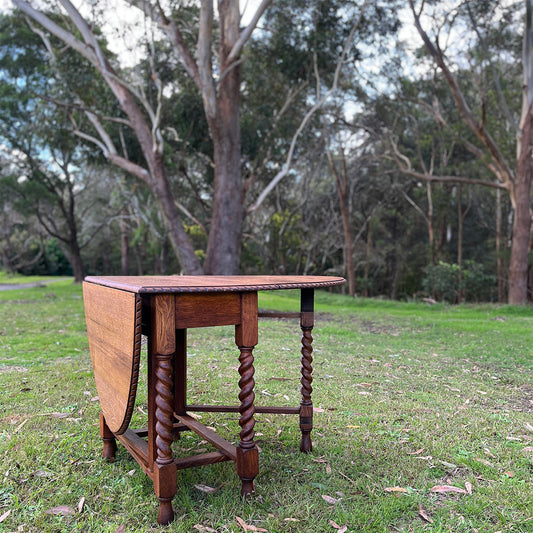 Antique Oak Barley Twist Gateleg Table