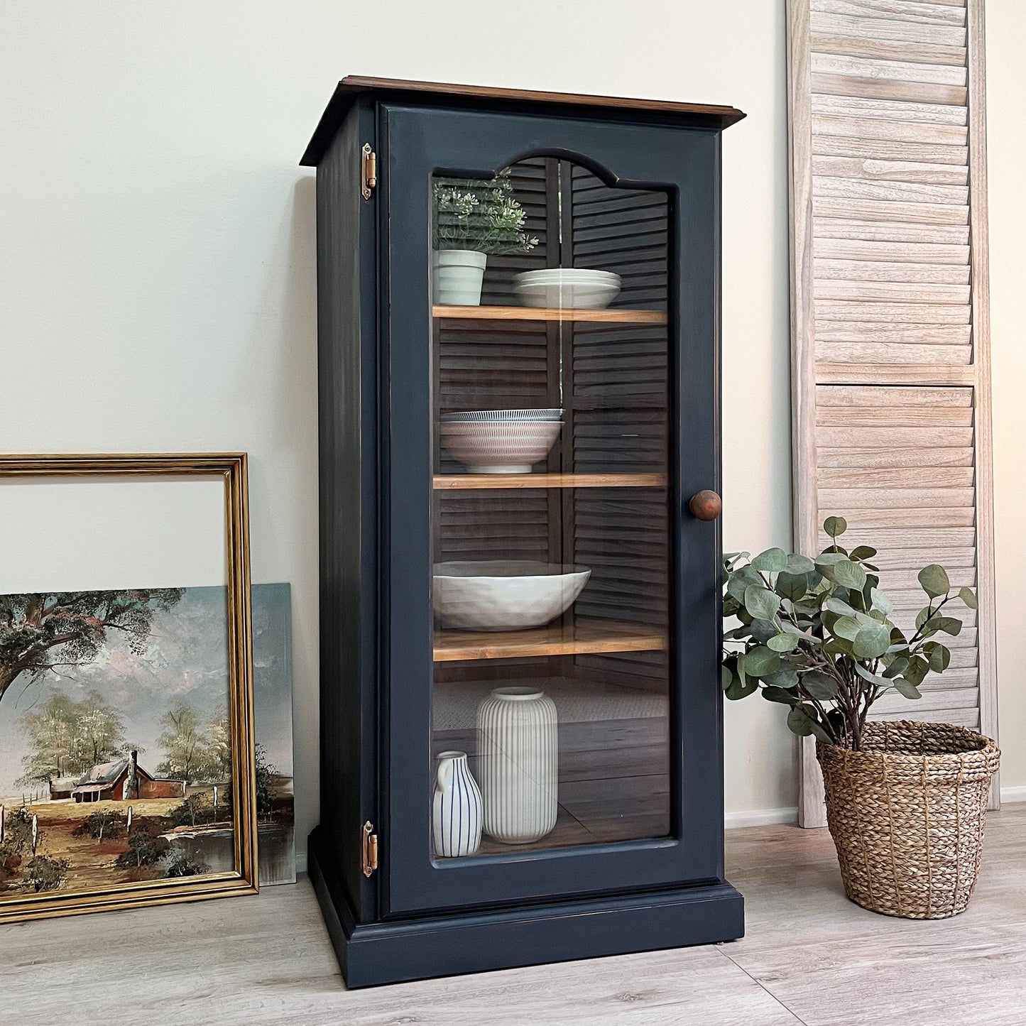 Graphite antique display cabinet