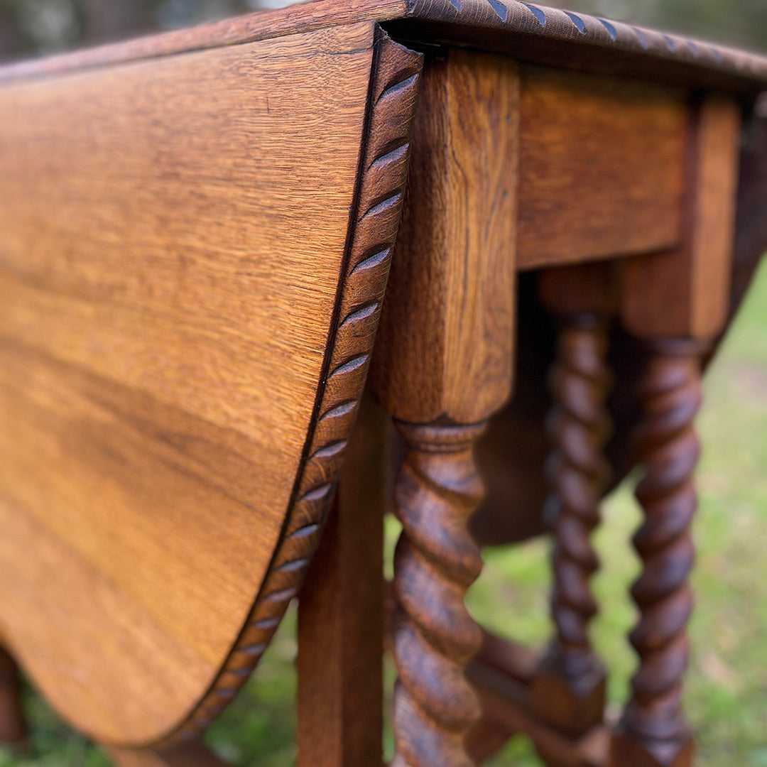 Antique Oak Barley Twist Gateleg Table