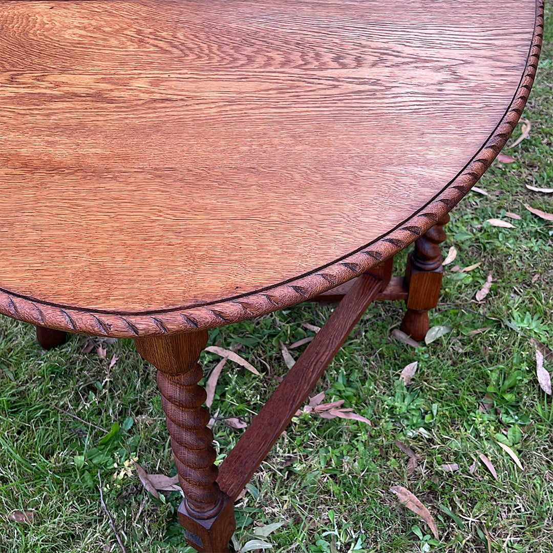 Antique Oak Barley Twist Gateleg Table