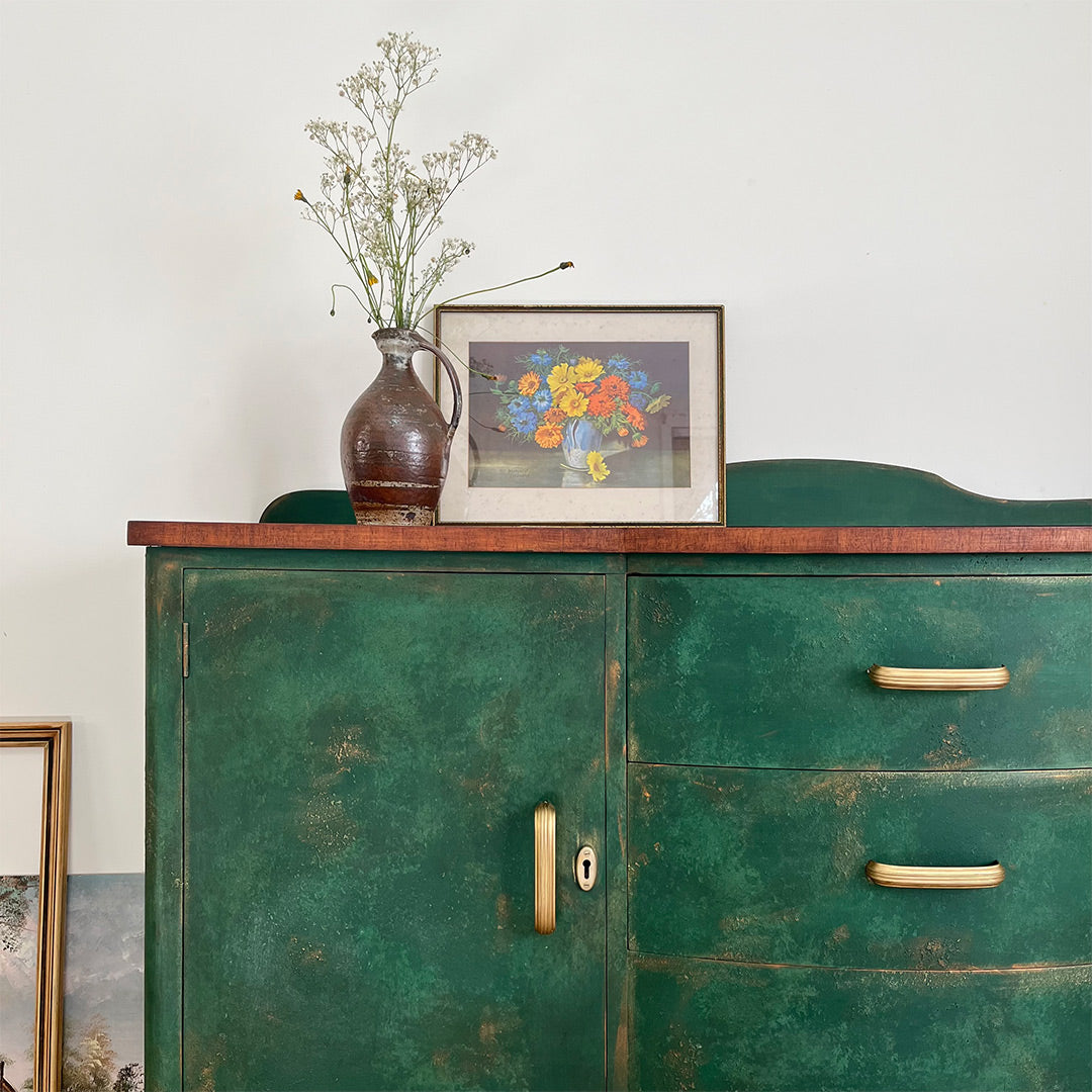 Textured Green Antique Buffet