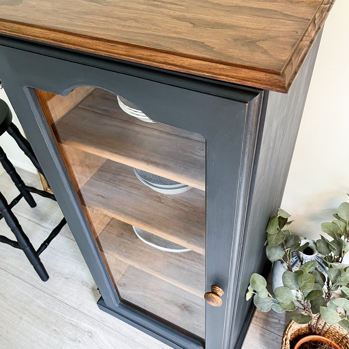 Graphite antique display cabinet