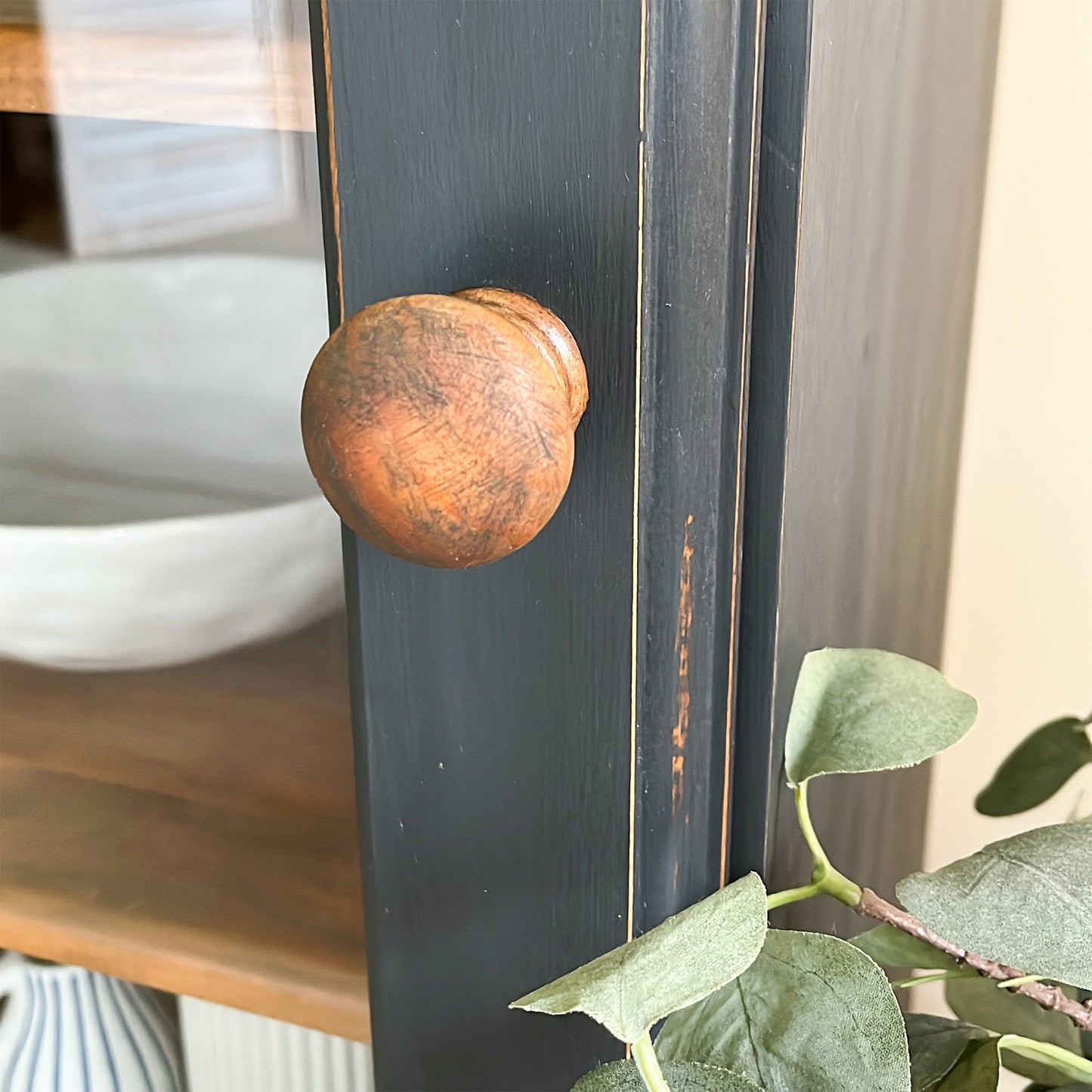 Graphite antique display cabinet