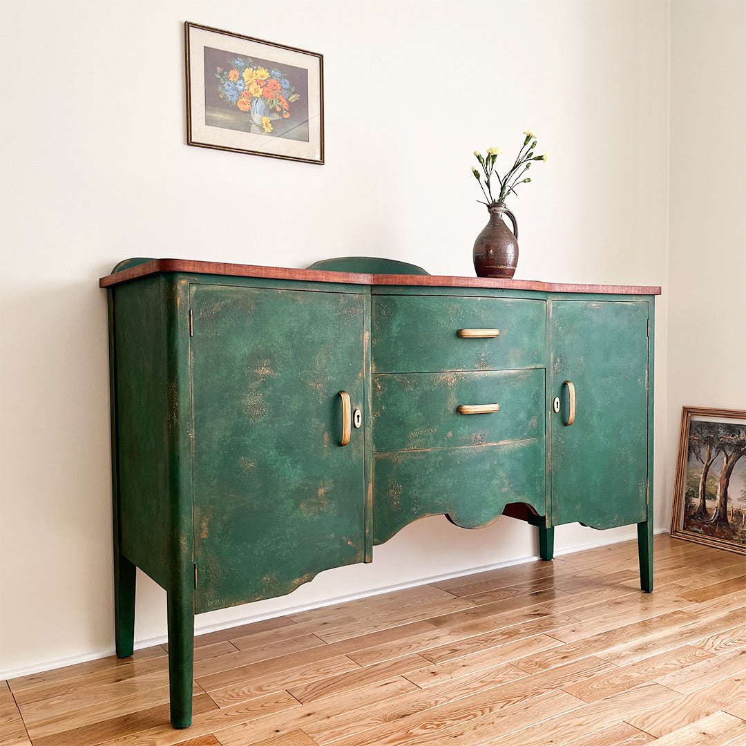 Textured Green Antique Buffet