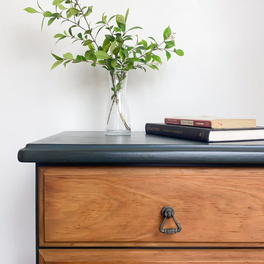 Navy bedside table