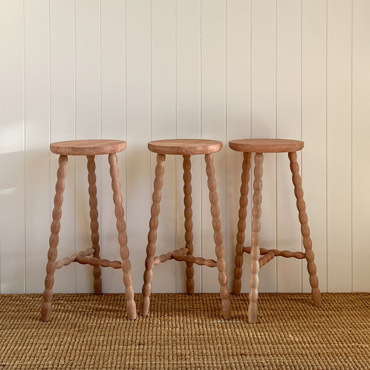 Bobbin High Stool - Raw finish