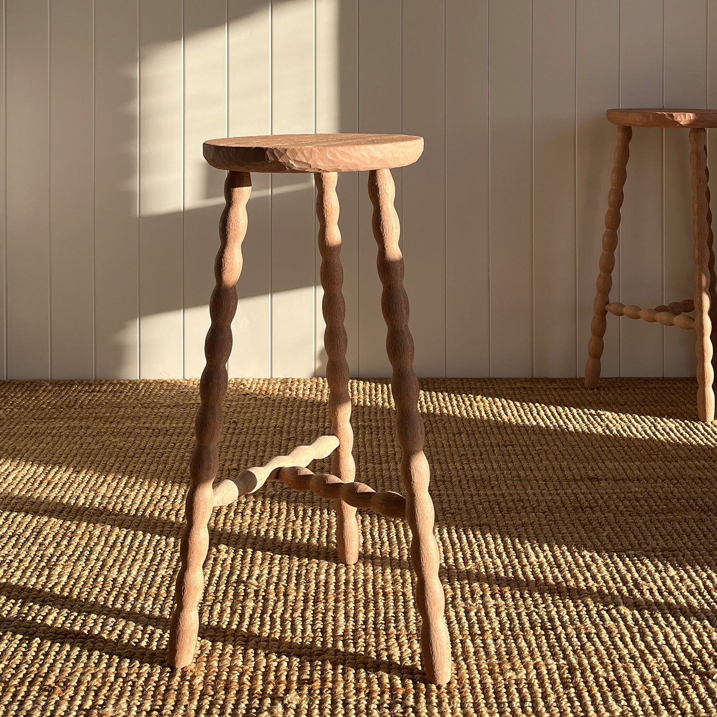 Bobbin High Stool - Raw finish