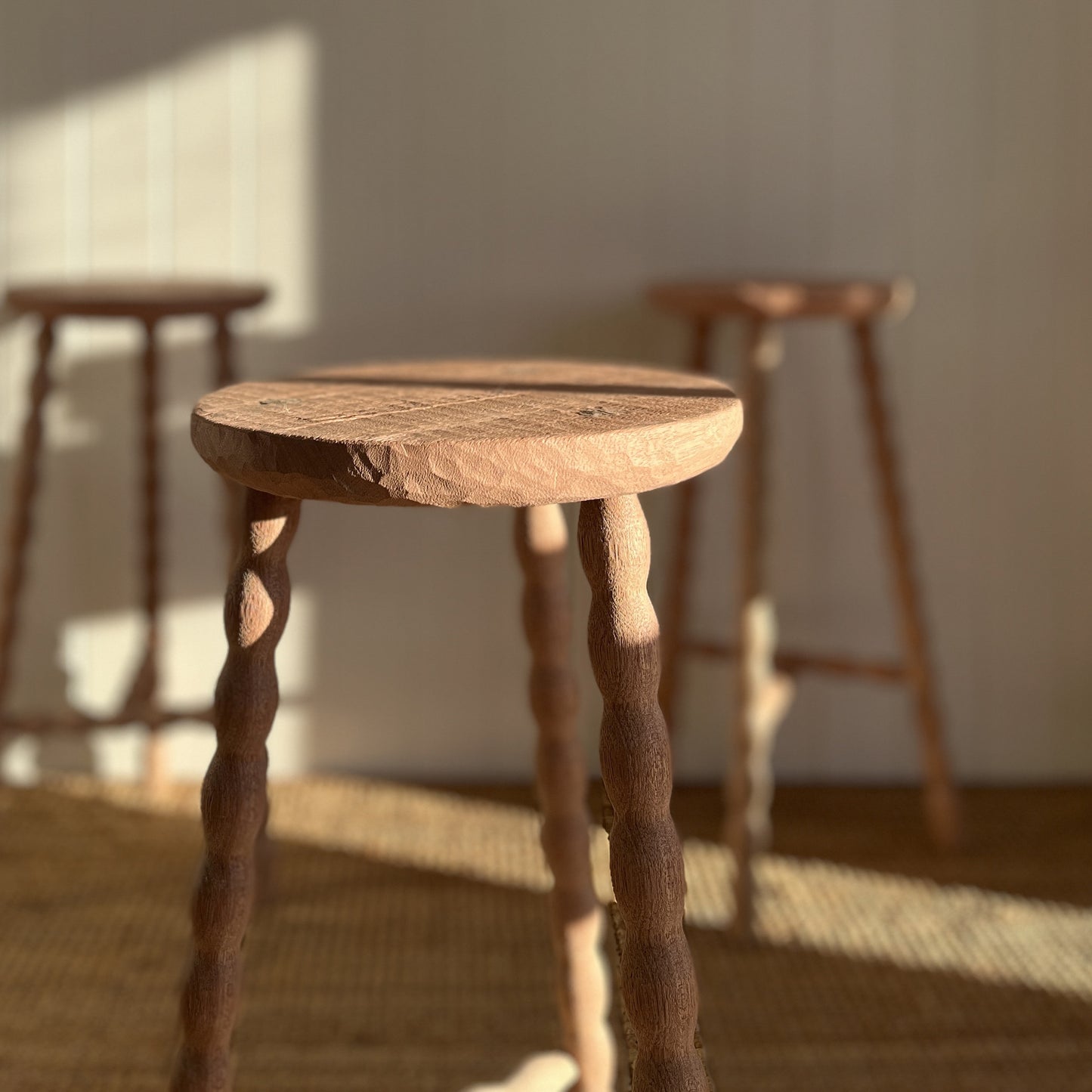 Bobbin High Stool - Raw finish