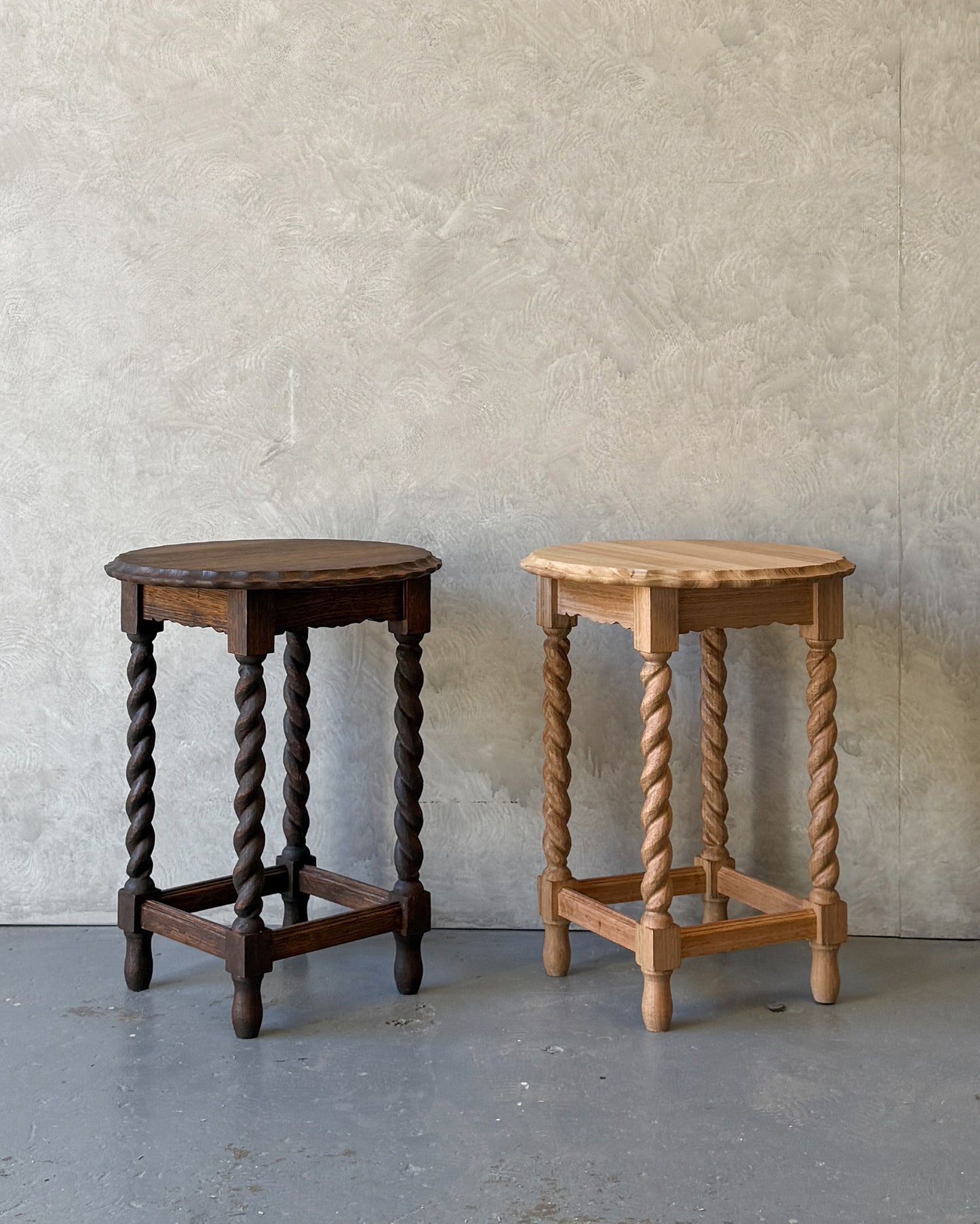 Barley Twist Side Table | Scallop Edge