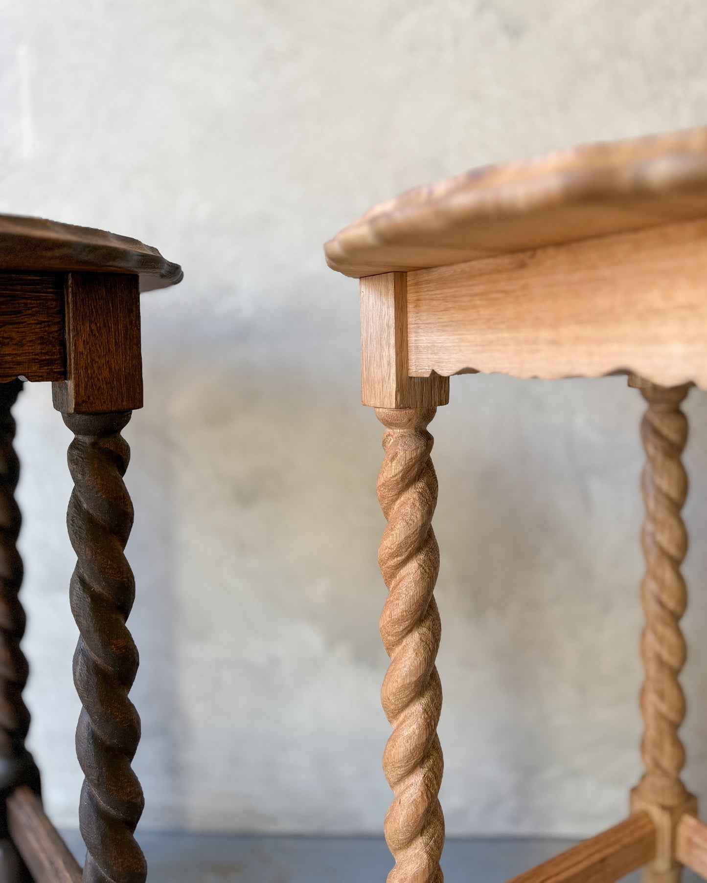 Barley Twist Side Table | Scallop Edge