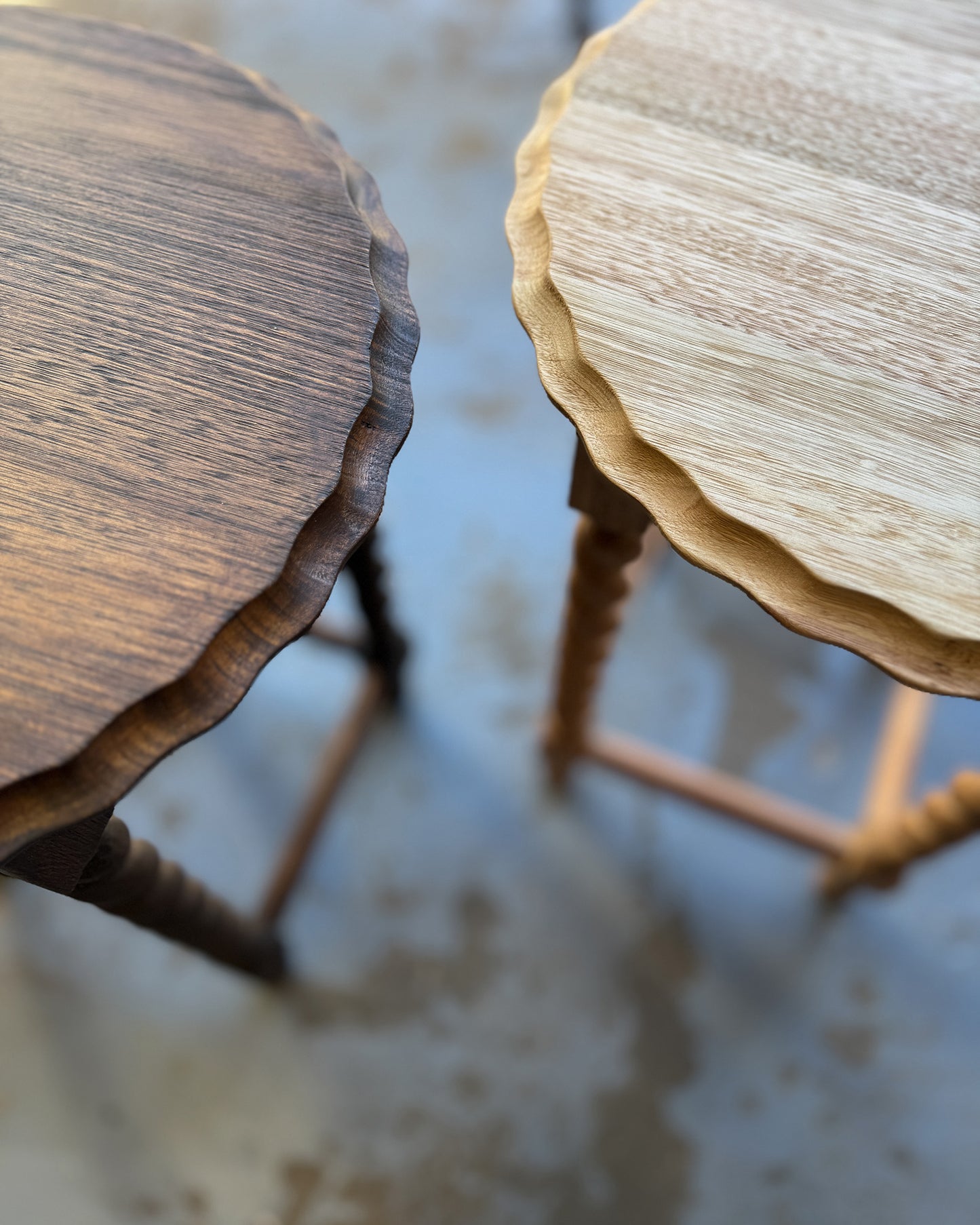Barley Twist Side Table | Scallop Edge