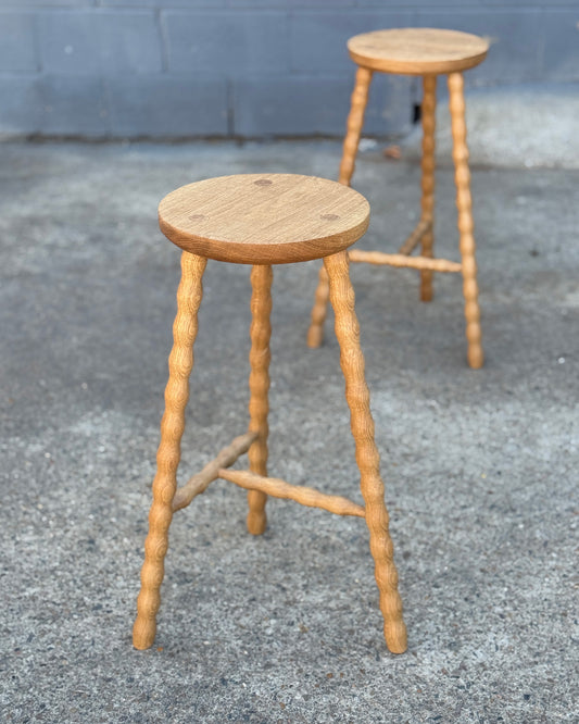 Bobbin High Stool - Natural Oak