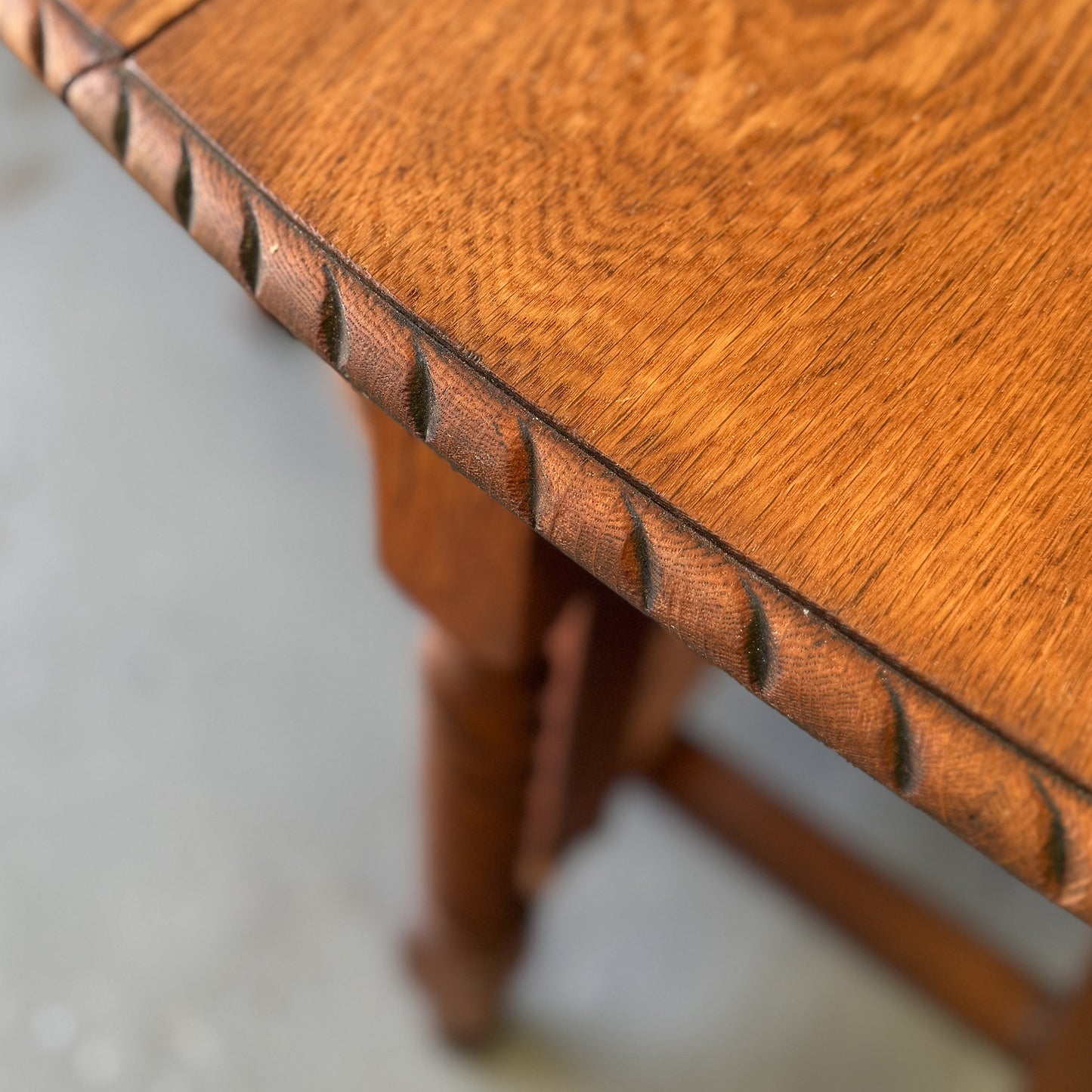 Antique English Oak Drop-Leaf Table with Barley Twist Legs