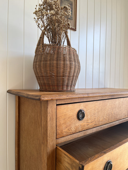 Antique English oak chest of drawers