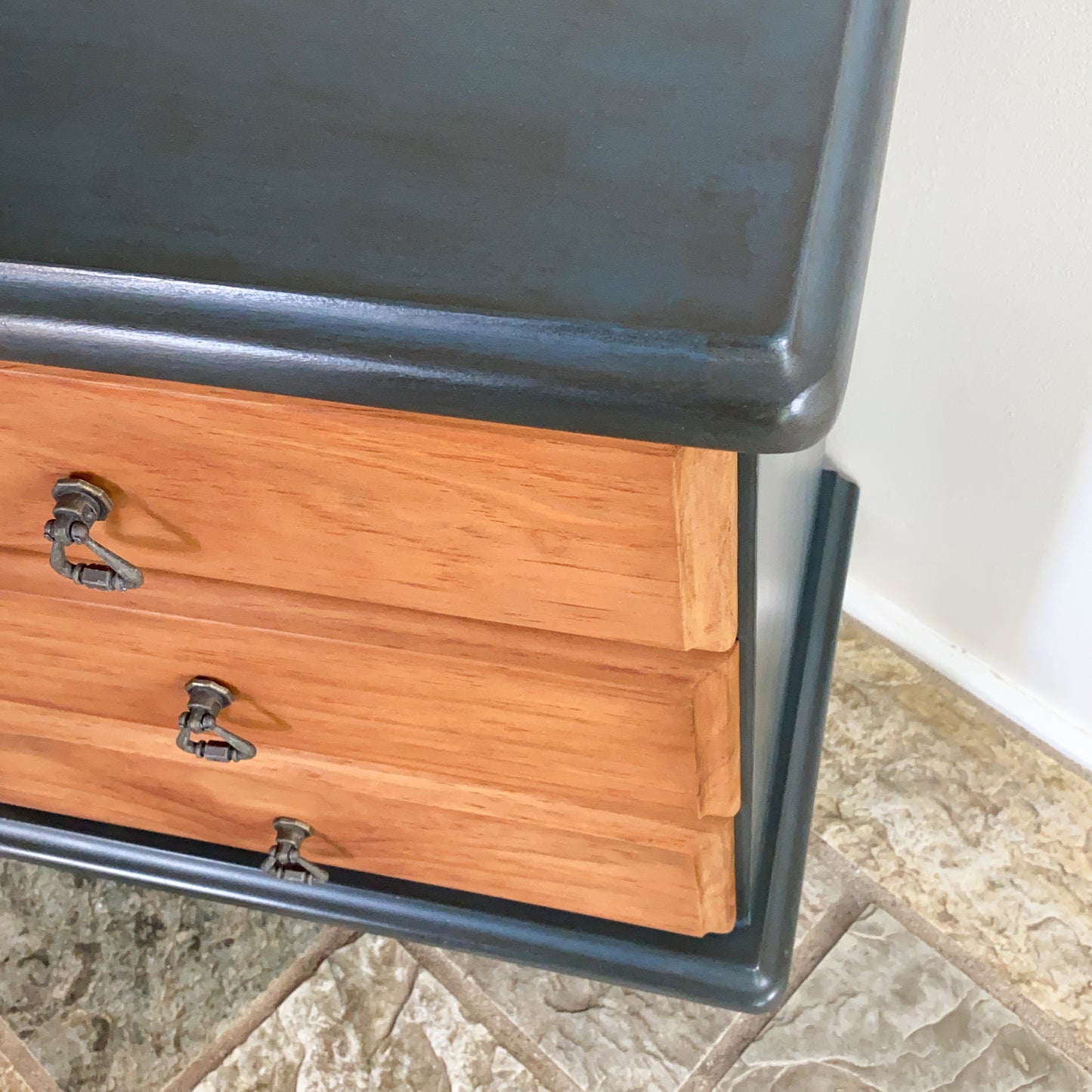Navy bedside table
